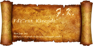 Fürst Kincső névjegykártya